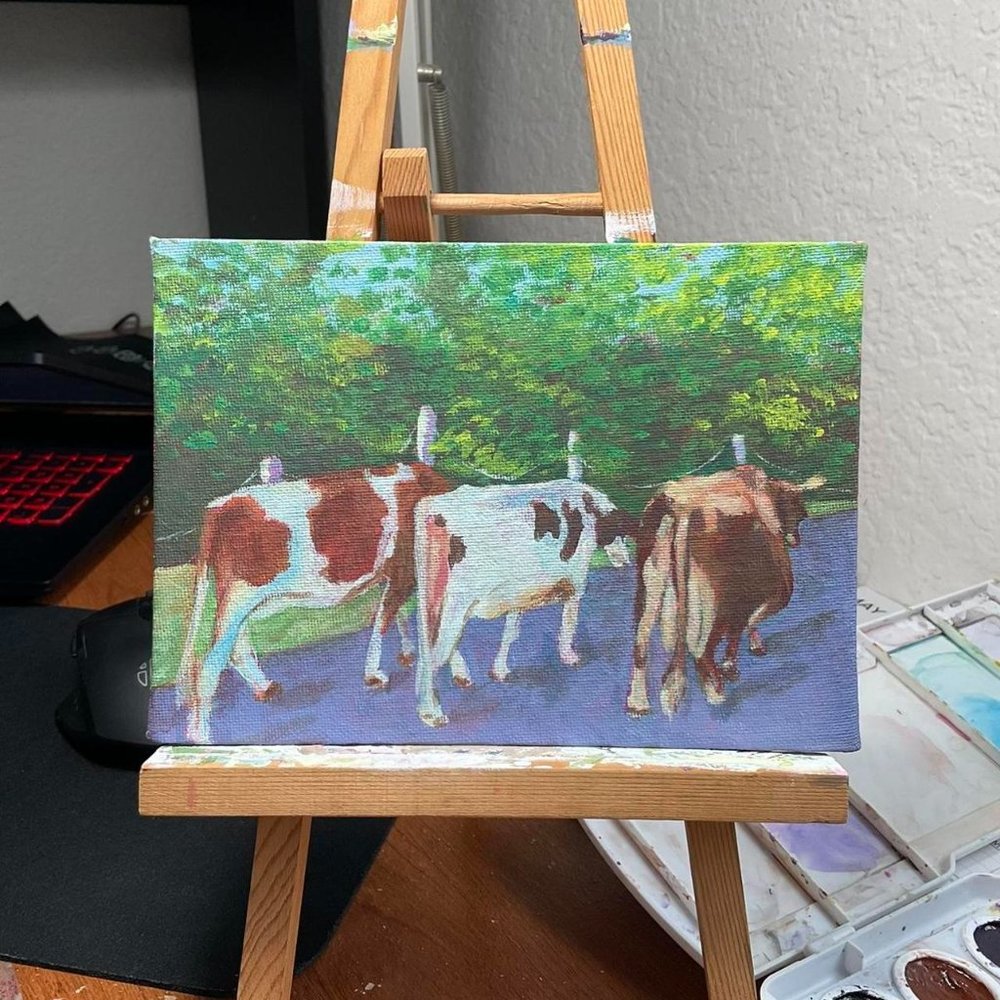 Cow Acrylic Painting